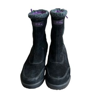 L.L. Bean Womens Black Suede Leather Upper Winter Ankle Winter Boots Size 7